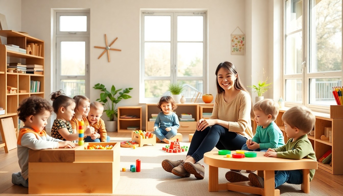 Educator and young children playing in a bright Auckland early childhood setting, illustrating how to choose the best daycare